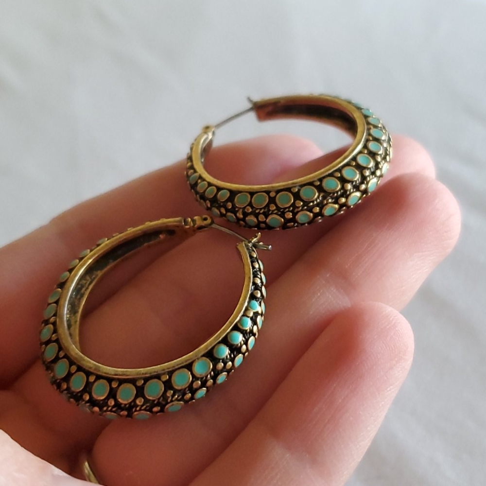 Lucky Brand turquoise hoop earrings